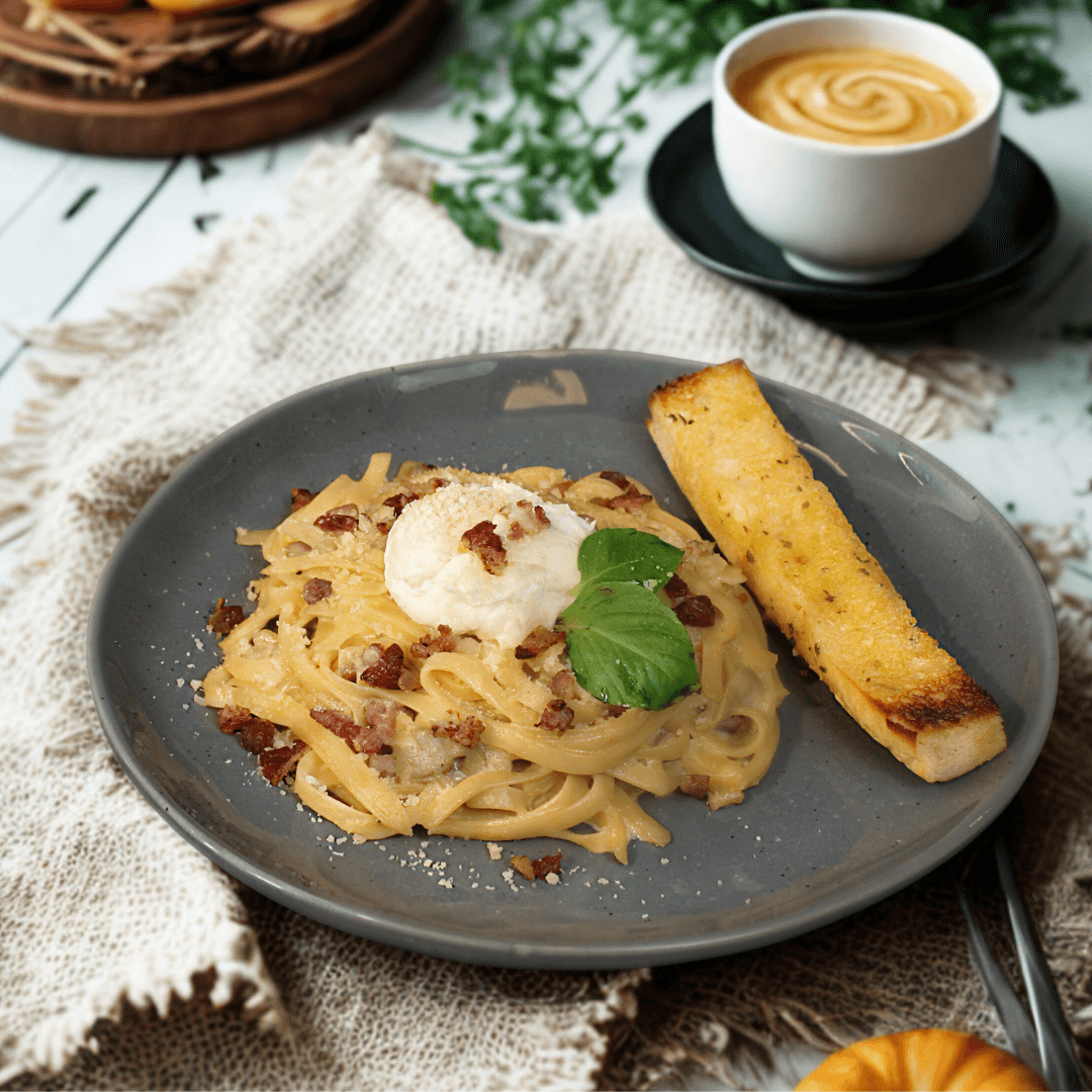 Creamy Carbonara with Poached Egg